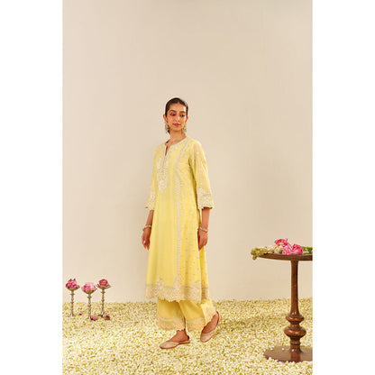 Sheetal Batra Yellow Sumaiya A-Line Kurta with Palazzo and Dupatta (Set of 3)