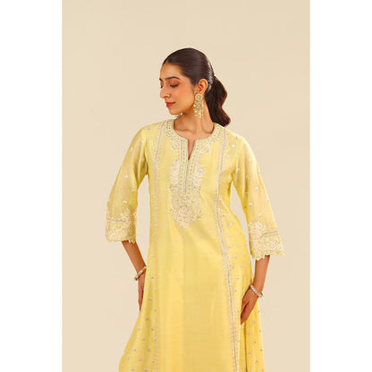 Sheetal Batra Yellow Sumaiya A-Line Kurta with Palazzo and Dupatta (Set of 3)