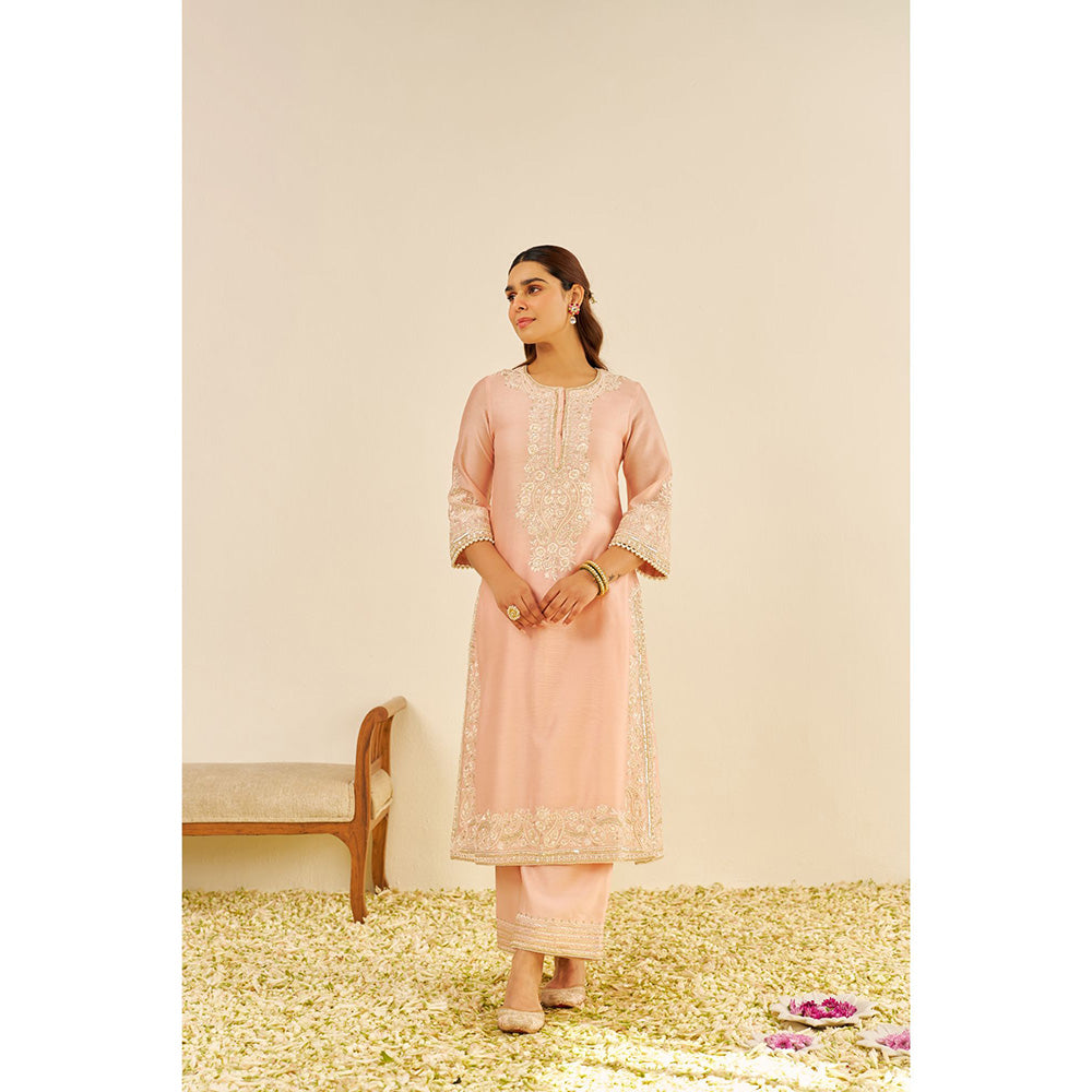 Sheetal Batra Pink Sereen A-Line Kurta with Palazzo and Dupatta (Set of 3)