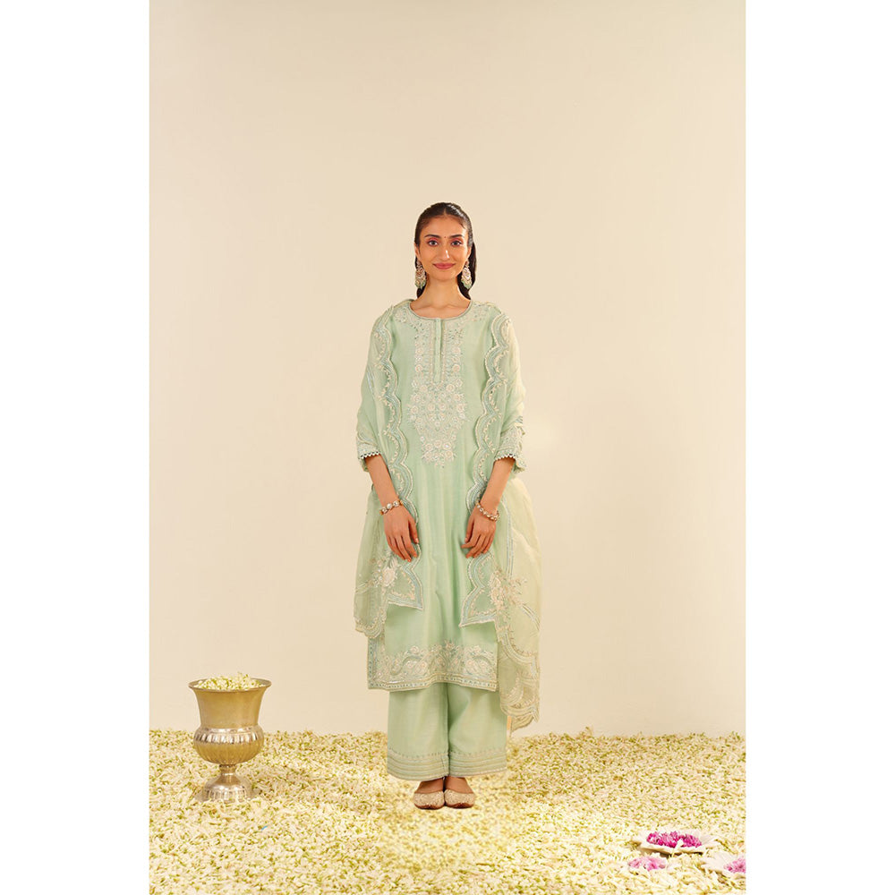 Sheetal Batra Green Sereen A-Line Kurta with Palazzo and Dupatta (Set of 3)