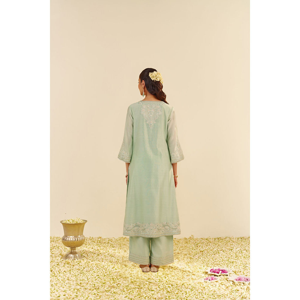 Sheetal Batra Green Sereen A-Line Kurta with Palazzo and Dupatta (Set of 3)