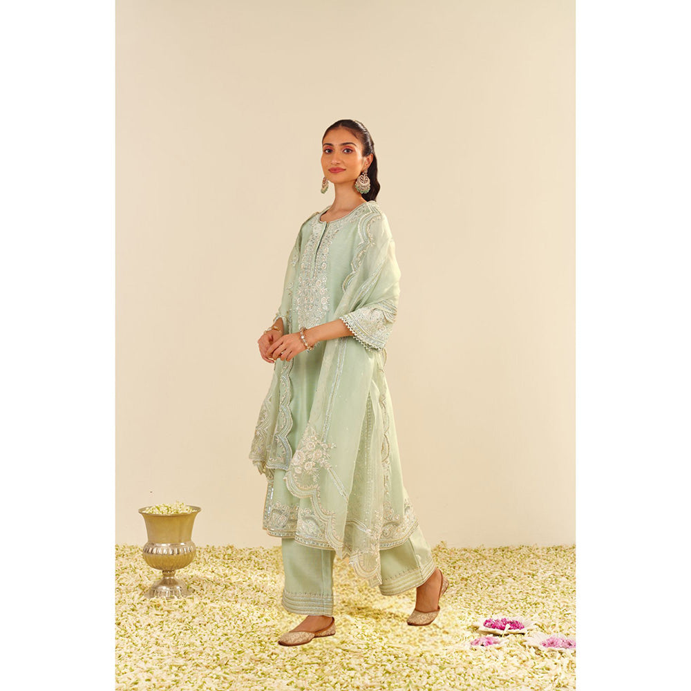Sheetal Batra Green Sereen A-Line Kurta with Palazzo and Dupatta (Set of 3)