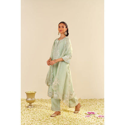 Sheetal Batra Green Sereen A-Line Kurta with Palazzo and Dupatta (Set of 3)