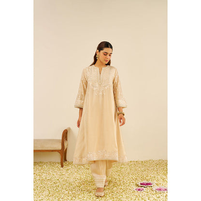 Sheetal Batra Beige Maaroofa Long Kurta with Salwar (Set of 2)