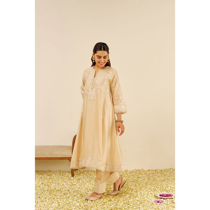 Sheetal Batra Beige Maaroofa Long Kurta with Salwar (Set of 2)