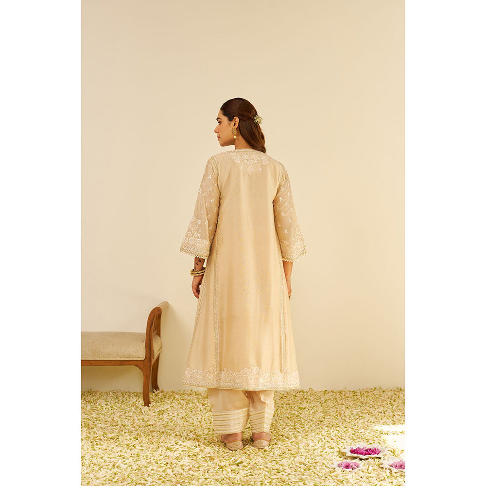 Sheetal Batra Beige Maaroofa Long Kurta with Salwar (Set of 2)