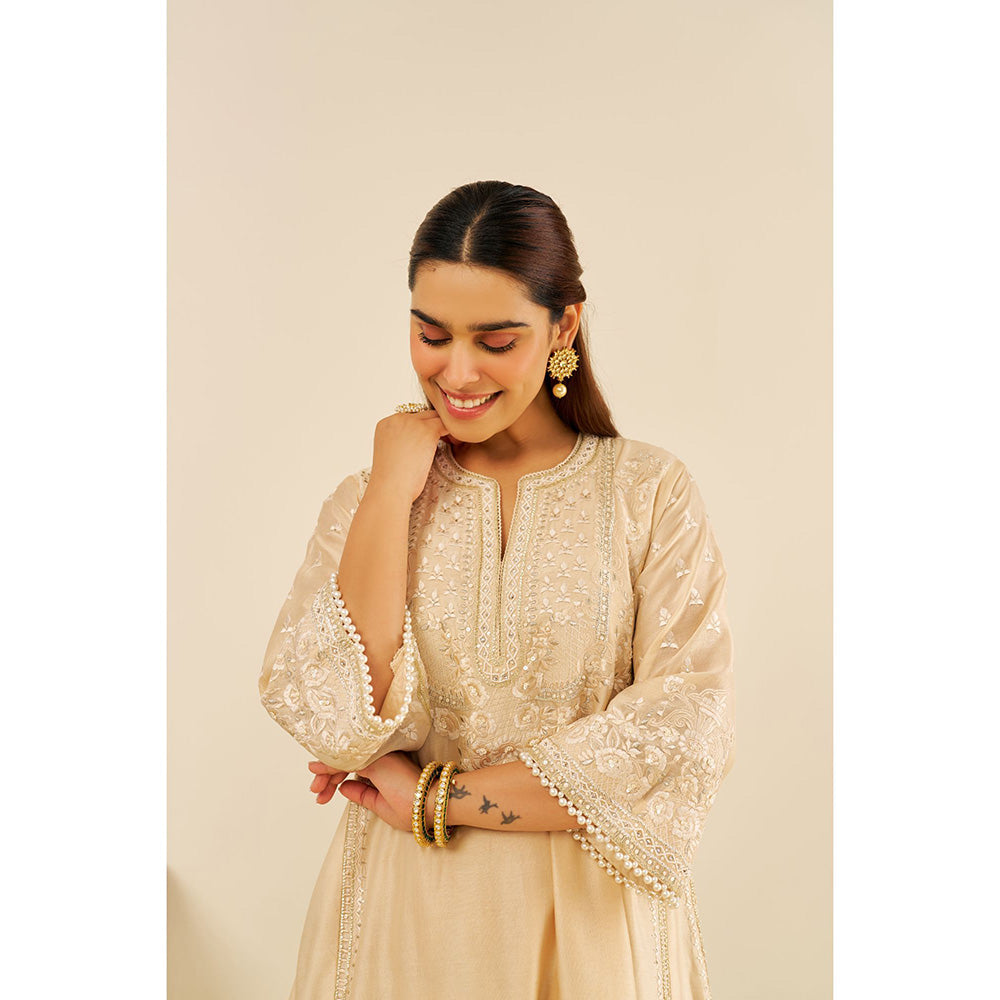 Sheetal Batra Beige Maaroofa Long Kurta with Salwar (Set of 2)