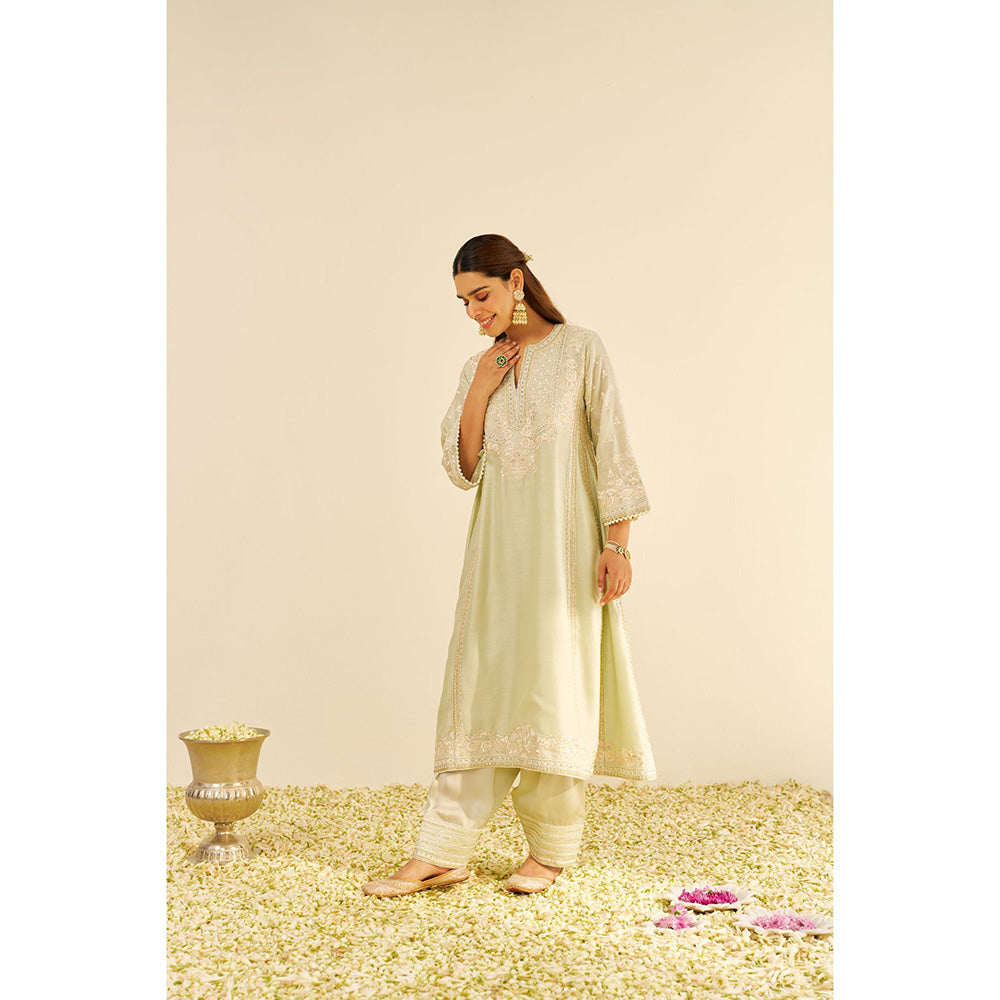 Sheetal Batra Green Maaroofa Long Kurta with Salwar (Set of 2)