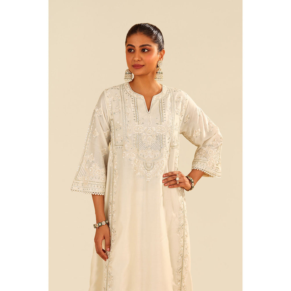 Sheetal Batra Ivory Maziya Long Kurta with Salwar and Dupatta (Set of 3)