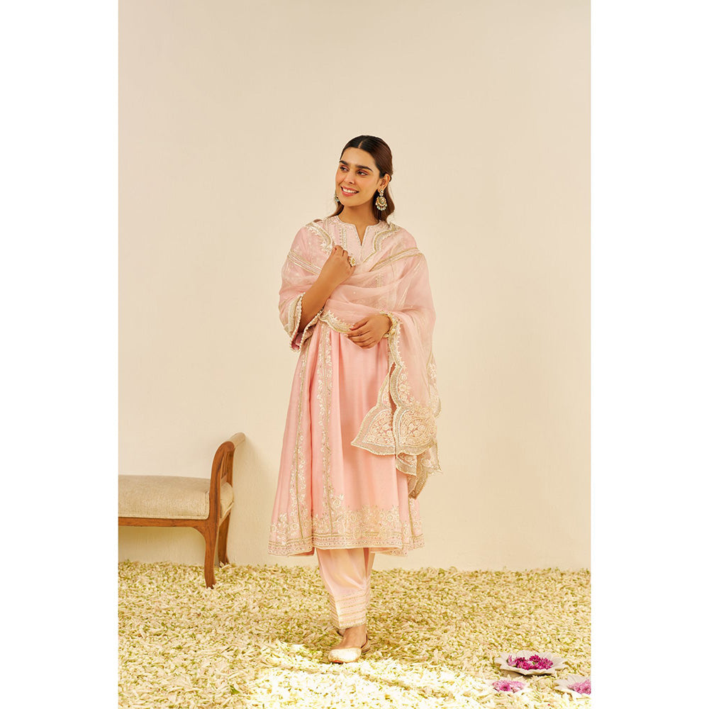 Sheetal Batra Pink Maziya Long Kurta with Salwar and Dupatta (Set of 3)