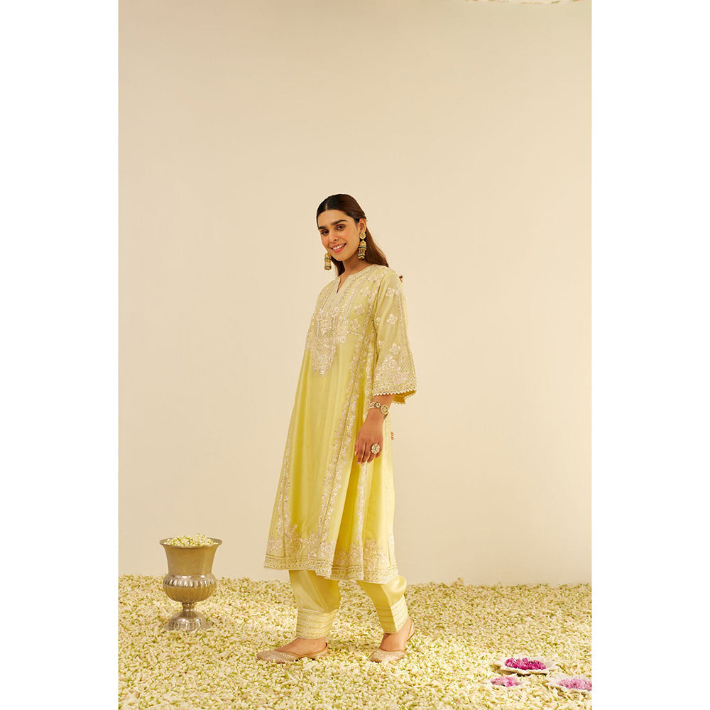 Sheetal Batra Yellow Maziya Long Kurta with Salwar and Dupatta (Set of 3)
