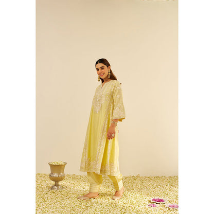Sheetal Batra Yellow Maziya Long Kurta with Salwar and Dupatta (Set of 3)