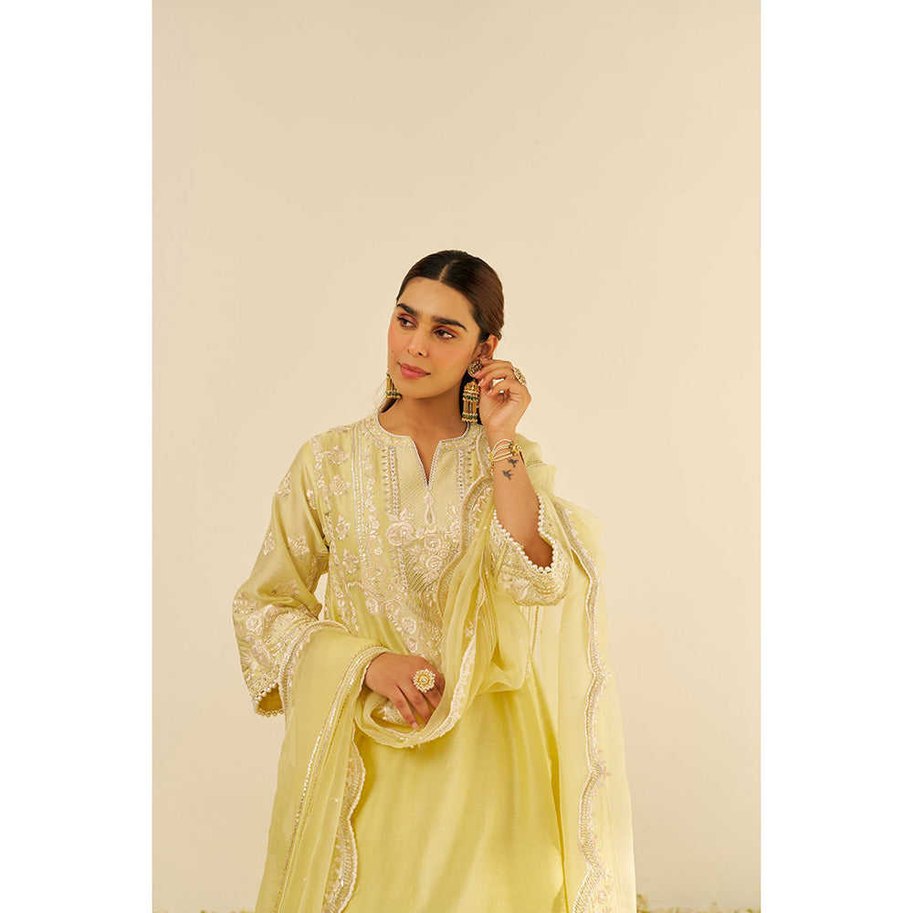 Sheetal Batra Yellow Maziya Long Kurta with Salwar and Dupatta (Set of 3)