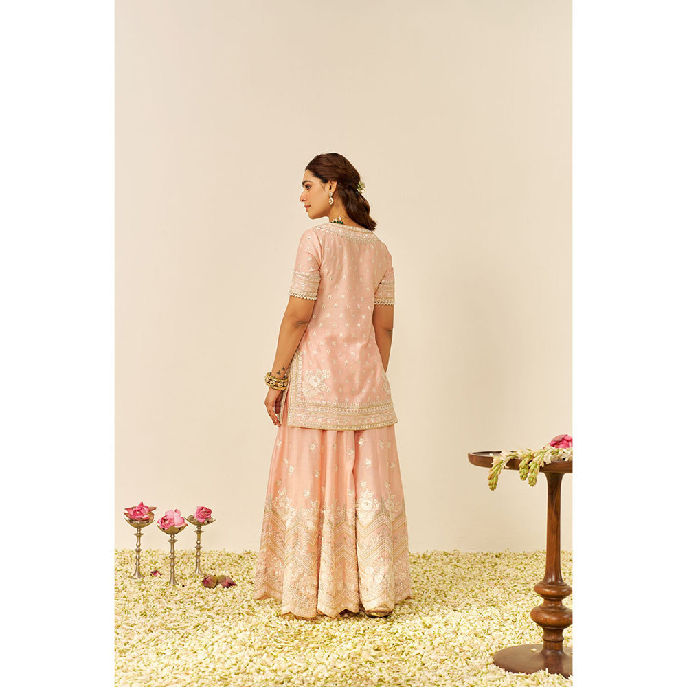 Sheetal Batra Pink Sameeha Short Kurta with Sharara and Dupatta (Set of 3)
