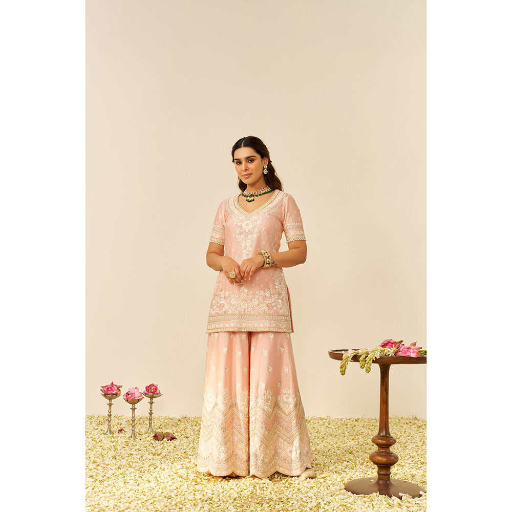 Sheetal Batra Pink Sameeha Short Kurta with Sharara and Dupatta (Set of 3)