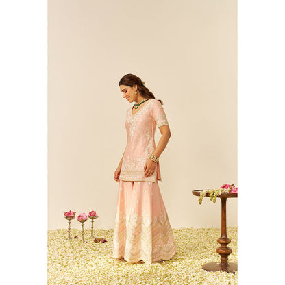 Sheetal Batra Pink Sameeha Short Kurta with Sharara and Dupatta (Set of 3)