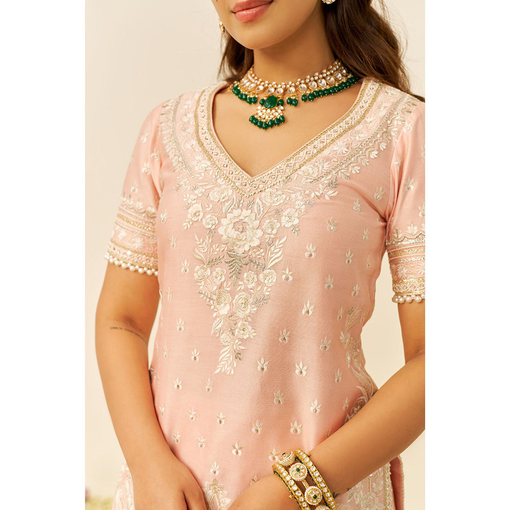 Sheetal Batra Pink Sameeha Short Kurta with Sharara and Dupatta (Set of 3)
