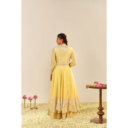 Sheetal Batra Yellow Ameena Long Angarkha with Lehenga and Dupatta (Set of 3)