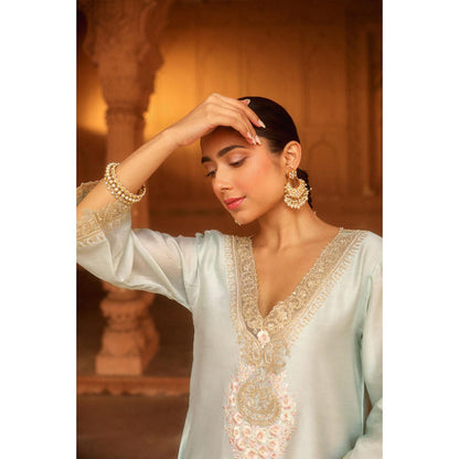 Sheetal Batra Sanvi - Misty Green Long Choga With Salwar