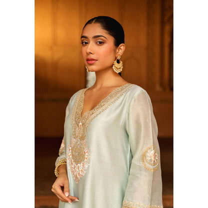 Sheetal Batra Sanvi - Misty Green Long Choga With Salwar And Dupatta