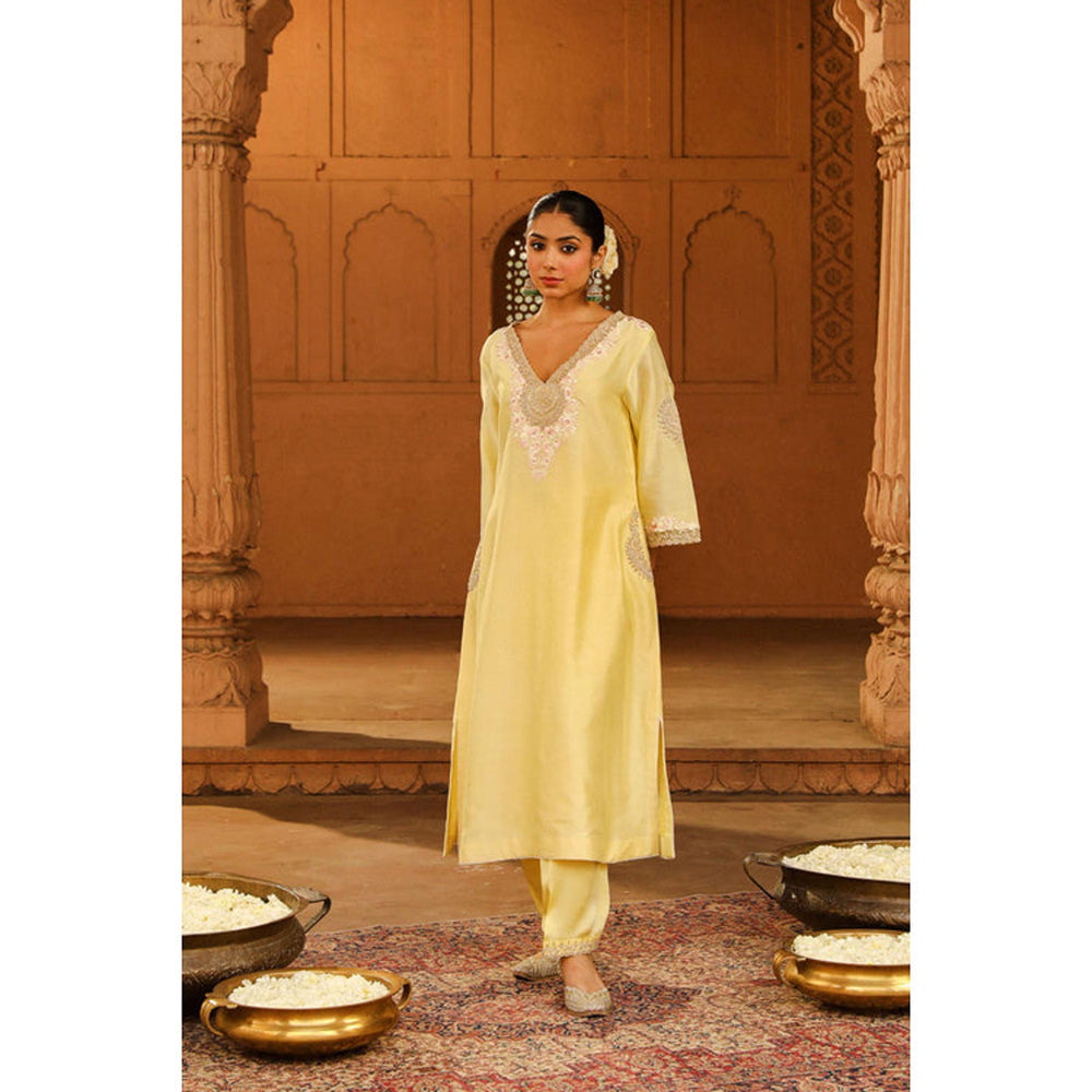 Sheetal Batra Akira - Lemon Yellow Long Choga With Salwar And Dupatta