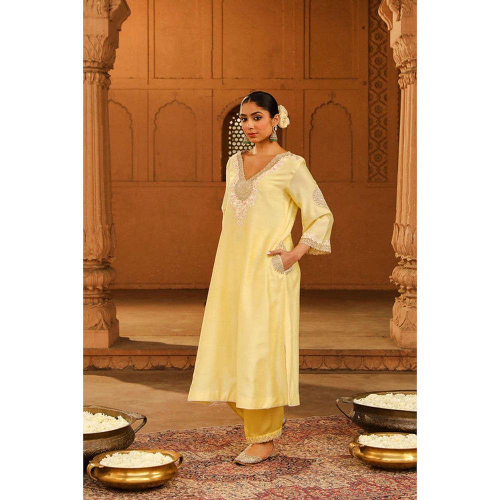 Sheetal Batra Akira - Lemon Yellow Long Choga With Salwar And Dupatta