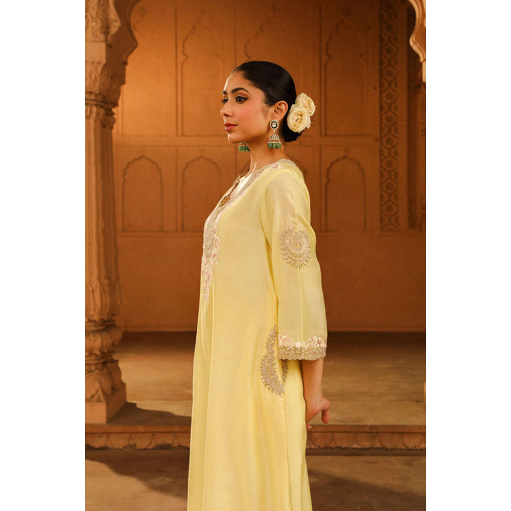 Sheetal Batra Akira - Lemon Yellow Long Choga With Salwar And Dupatta