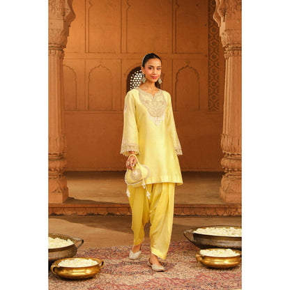 Sheetal Batra Ashira- Lemon Yellow Kurta With Salwar And Dupatta