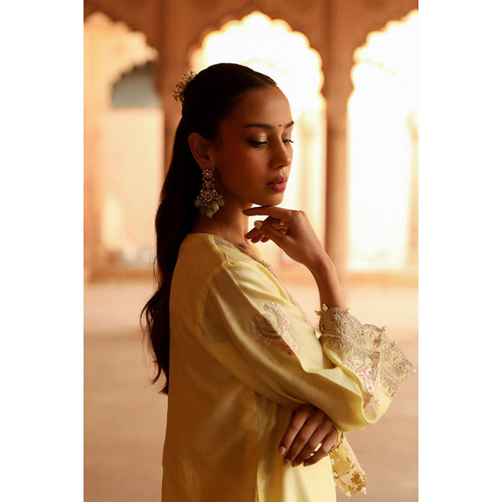 Sheetal Batra Ashira- Lemon Yellow Kurta With Salwar And Dupatta