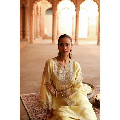 Sheetal Batra Ashira- Lemon Yellow Kurta With Salwar And Dupatta