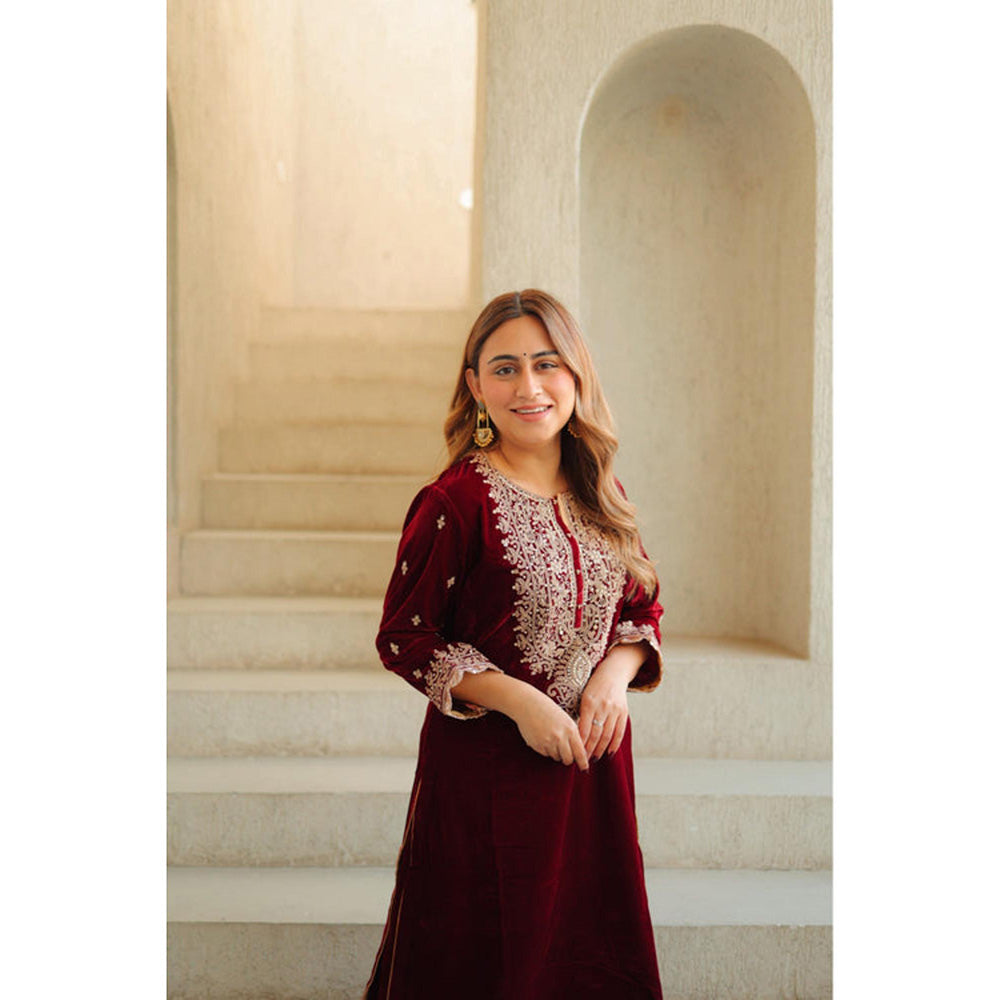 Sheetal Batra Naima - Silk Velvet Short Kurta With Salwar