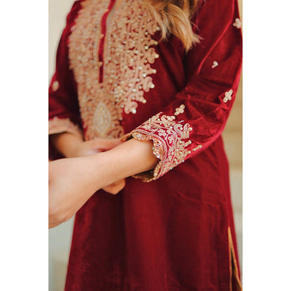 Sheetal Batra Naima - Silk Velvet Short Kurta With Salwar