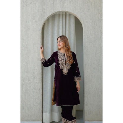 Sheetal Batra Naima - Silk Velvet Short Kurta With Salwar