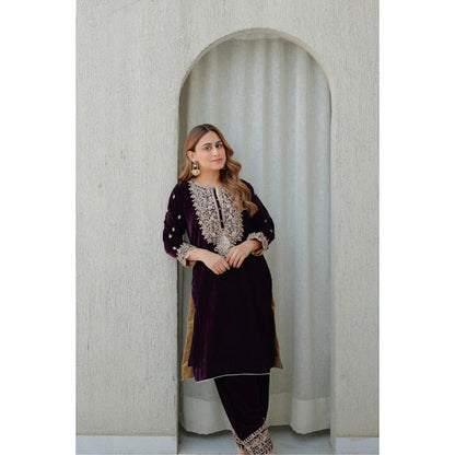 Sheetal Batra Naima - Silk Velvet Short Kurta With Salwar