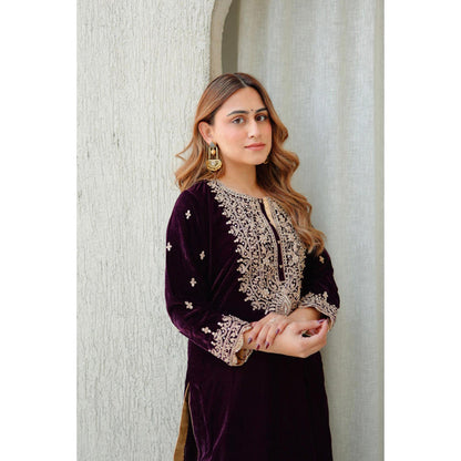 Sheetal Batra Naima - Silk Velvet Short Kurta With Salwar