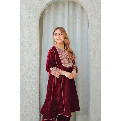 Sheetal Batra Nisreen - Silk Velvet Short Kalidaar Chauga With Salwar