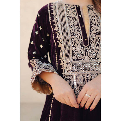 Sheetal Batra Marya - Silk Velvet Long A-Line Kurta With Salwar