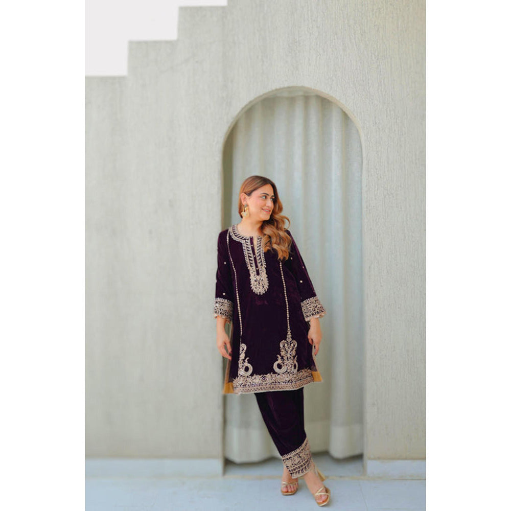 Sheetal Batra Ayat - Silk Velvet Short Kurta With Salwar