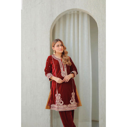 Sheetal Batra Ayat - Silk Velvet Short Kurta With Salwar