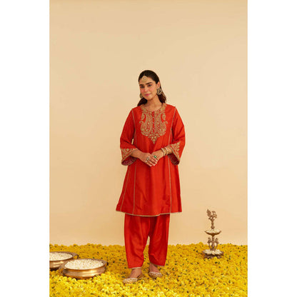 Sheetal Batra Ayra - Burnt Orange Short Chauga With Salwar And Dupatta