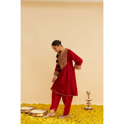 Sheetal Batra Mehza - Deep Red Short Chauga With Salwar