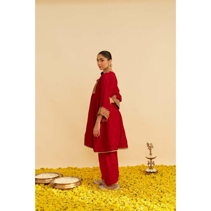 Sheetal Batra Mehza - Deep Red Short Chauga With Salwar And Dupatta