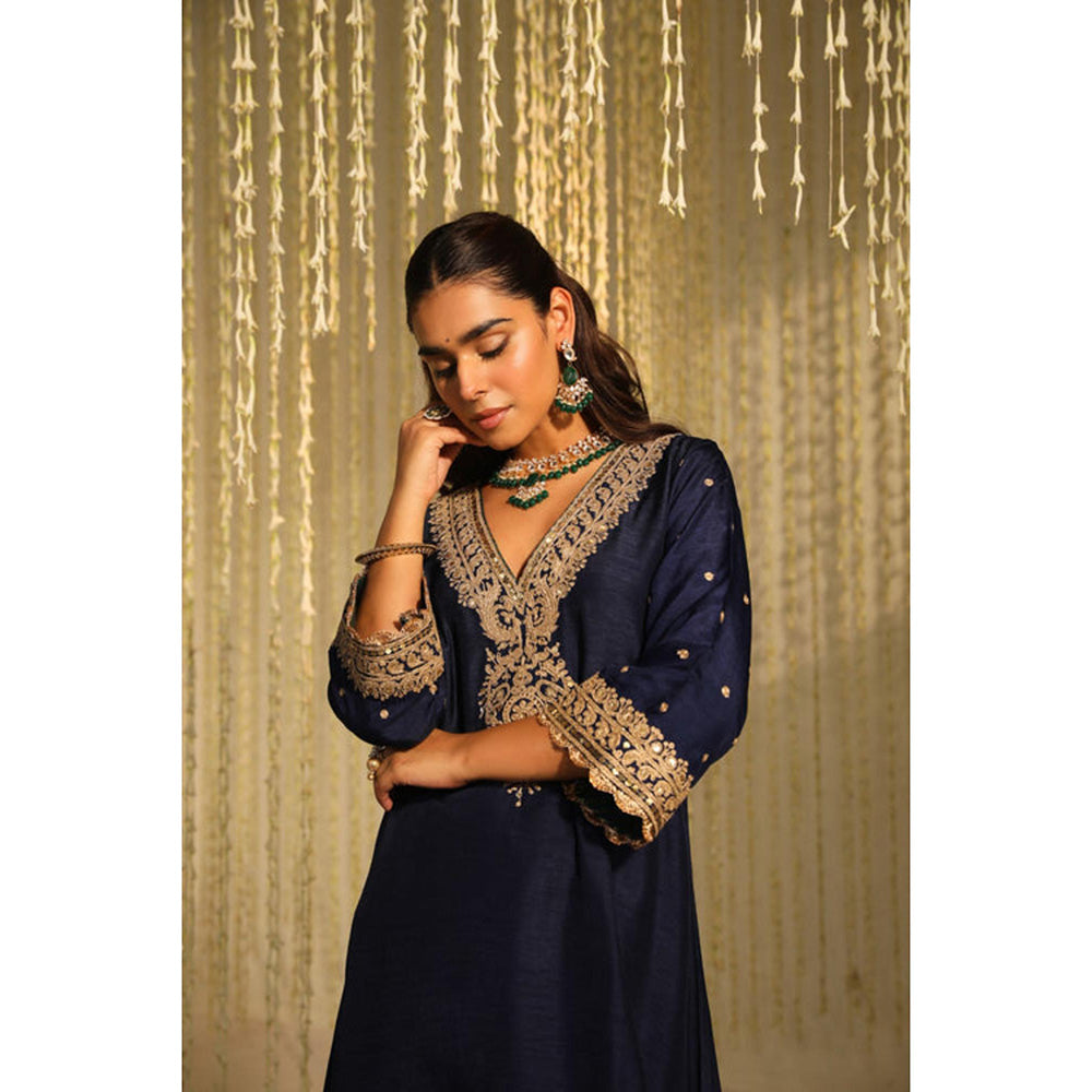 Sheetal Batra Mysha - Deep Blue Long Choga With Salwar