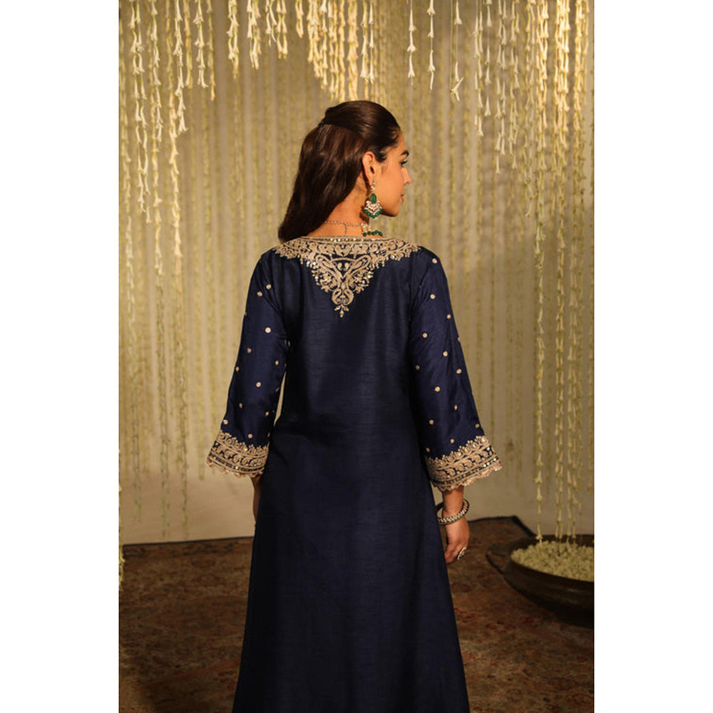 Sheetal Batra Mysha - Deep Blue Long Choga With Salwar And Dupatta