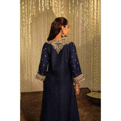 Sheetal Batra Mysha - Deep Blue Long Choga With Salwar And Dupatta