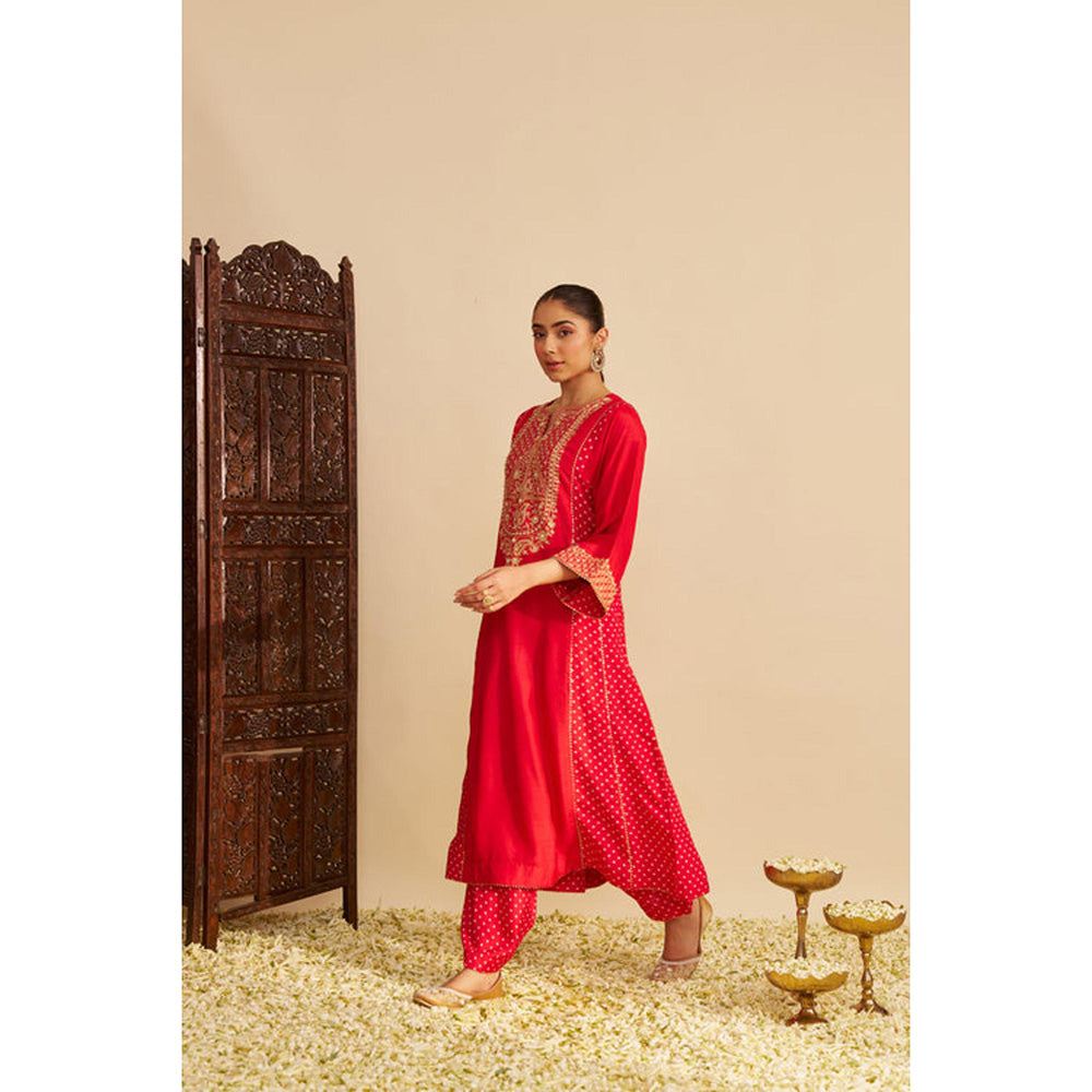 Sheetal Batra Esra - Red Long Chauga With Salwar