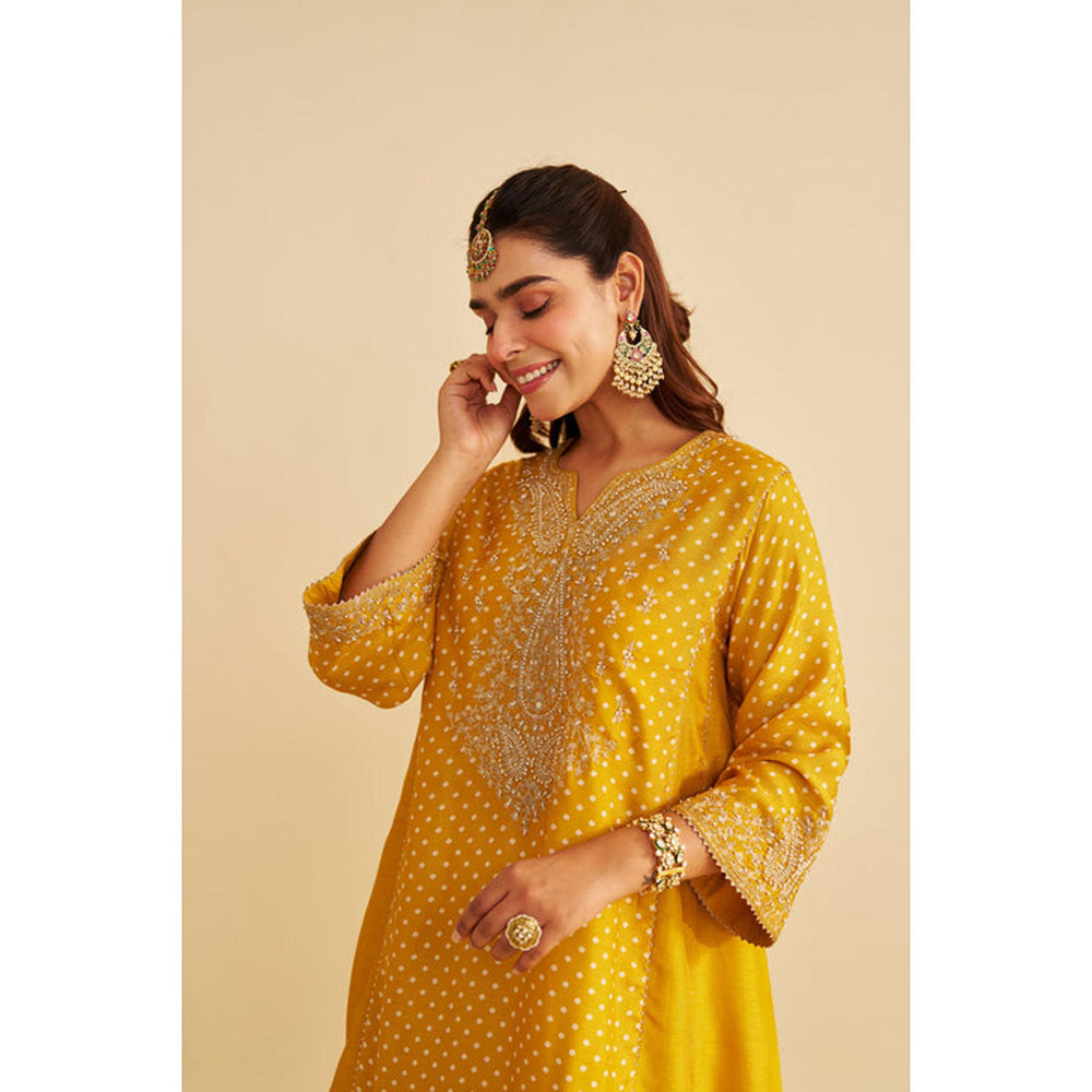 Sheetal Batra Kayra - Mustard Short Gathered Chauga With Salwar And Dupatta