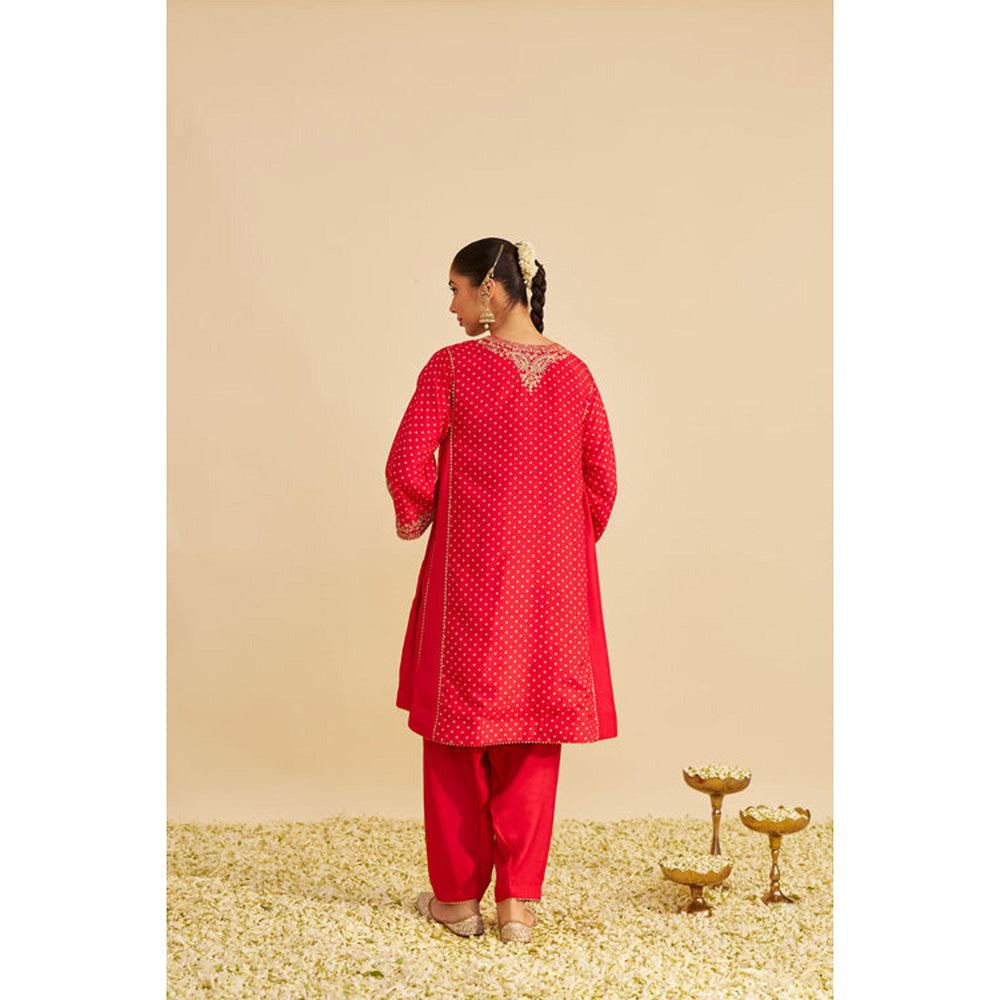 Sheetal Batra Kayra - Red Short Gathered Chauga With Salwar And Dupatta