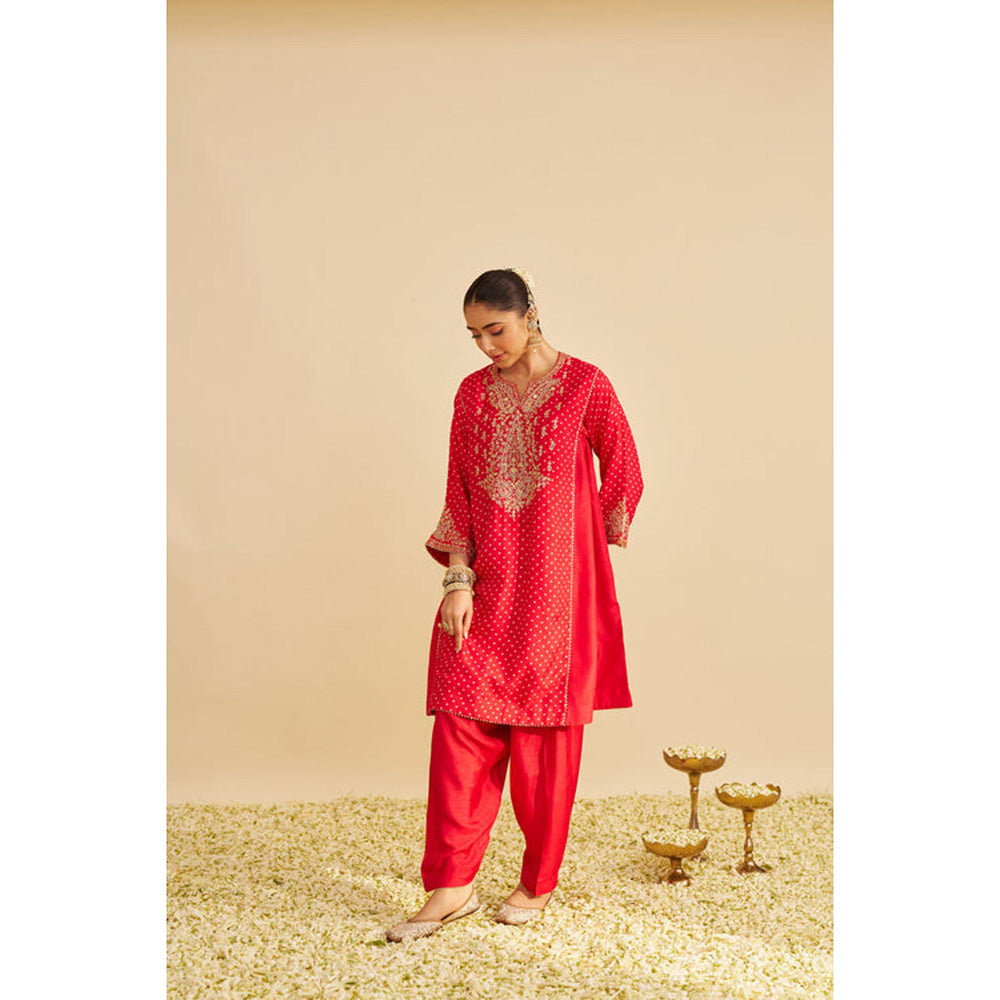 Sheetal Batra Kayra - Red Short Gathered Chauga With Salwar