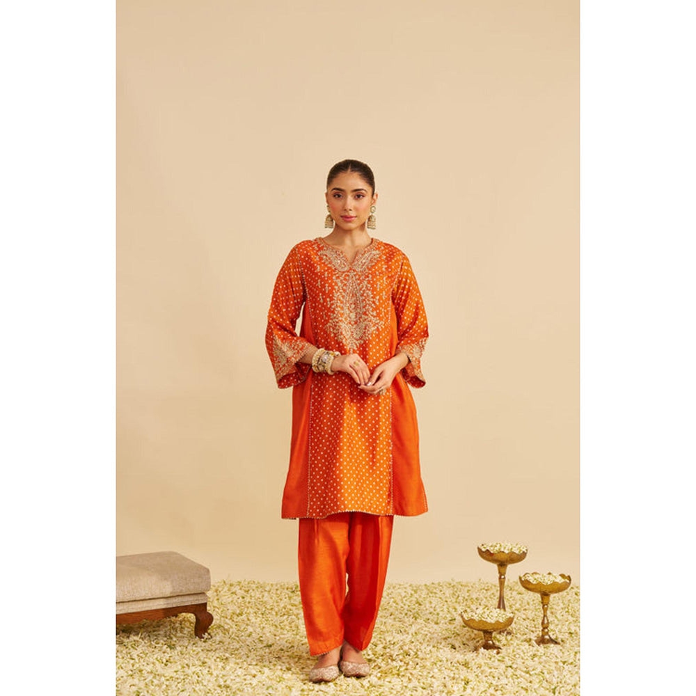 Sheetal Batra Kayra - Orange Short Gathered Chauga With Salwar And Dupatta